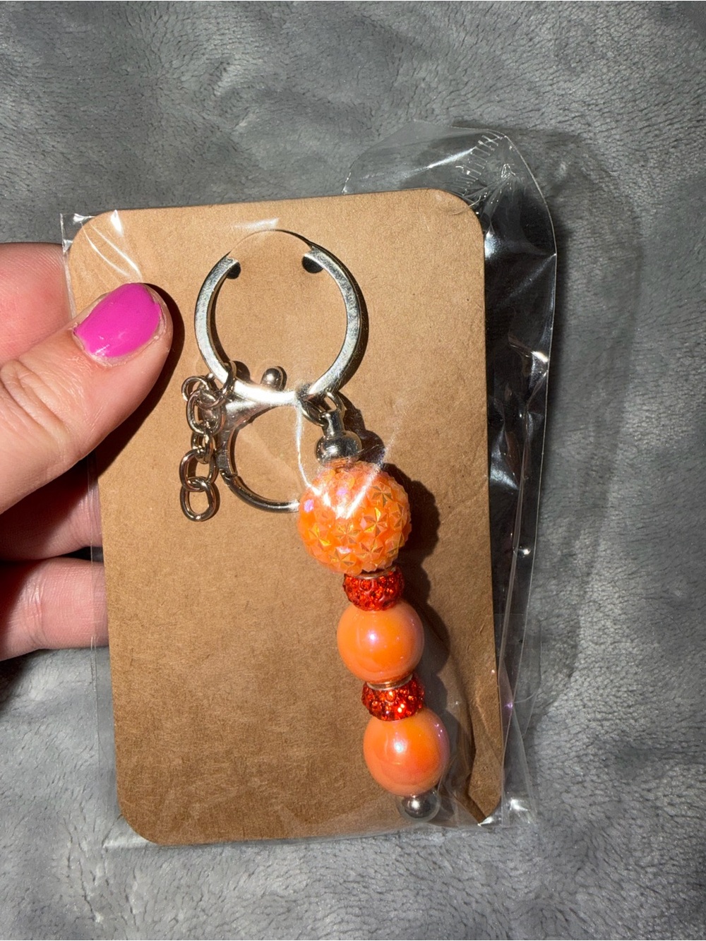 Orange Beaded Keychain - Women Accessories